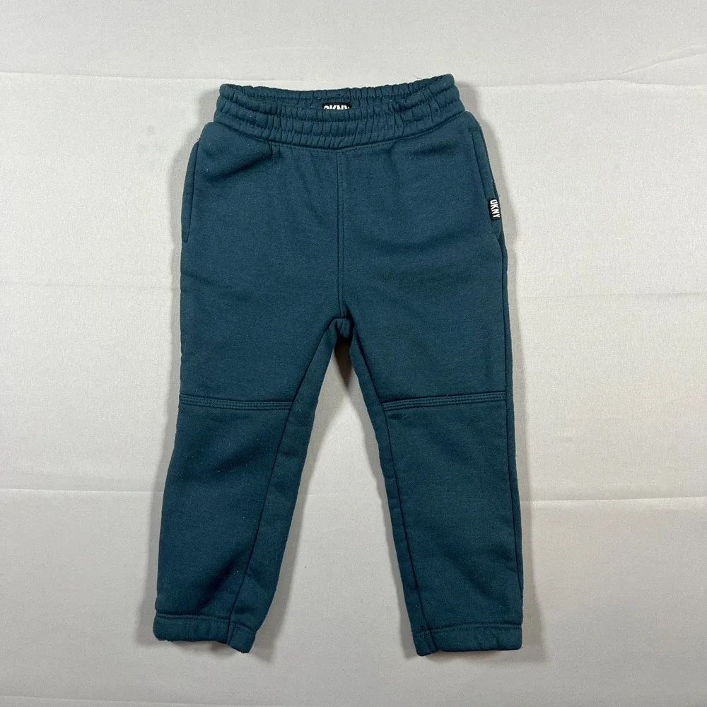 Dkny Outfit Set Kids 24M Blue Plaid Sherpa Lined Hooded Cotton Elastic Waistband